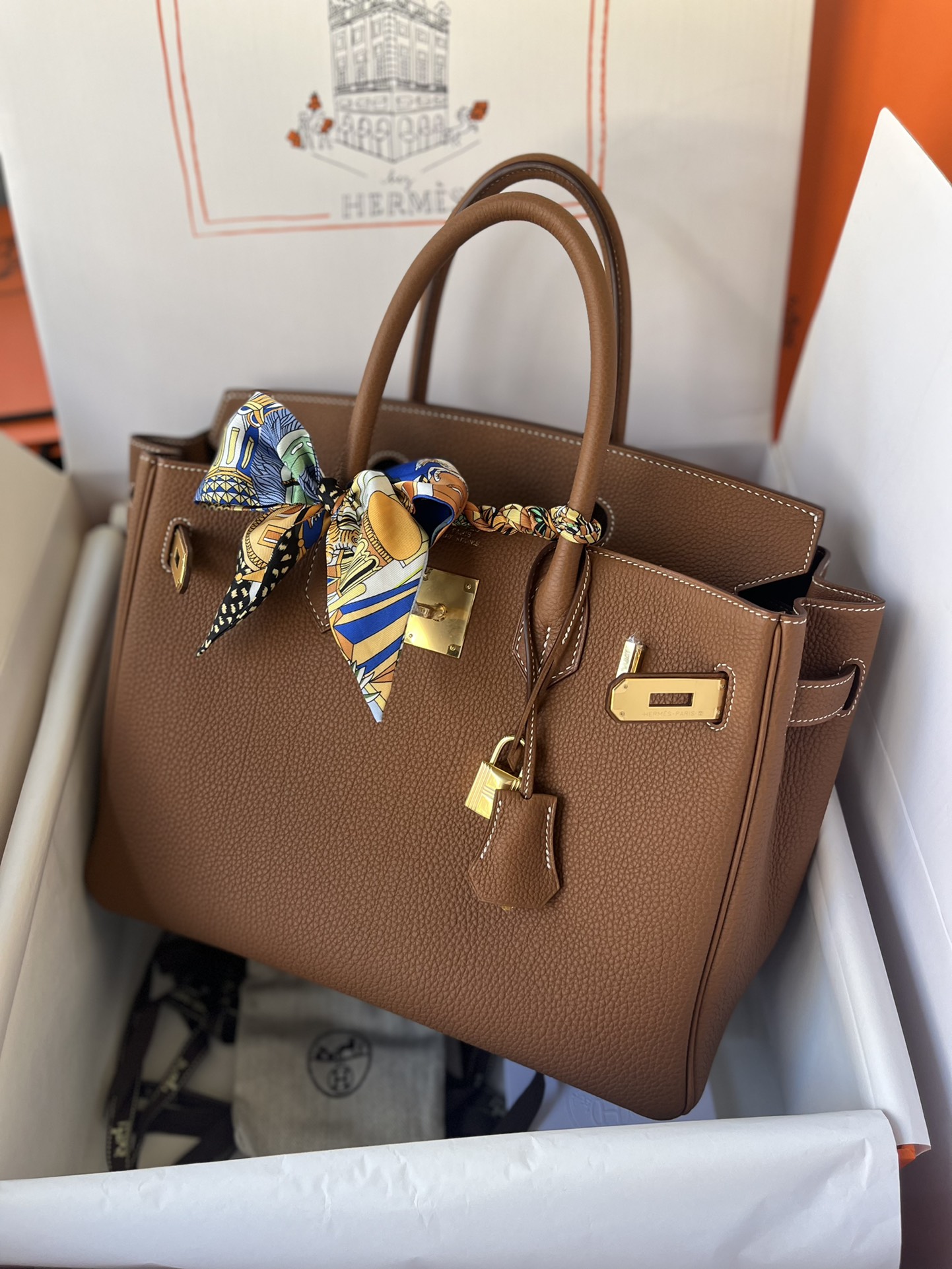 에르메스 버킨백 30 골드브라운 금장 토고가죽